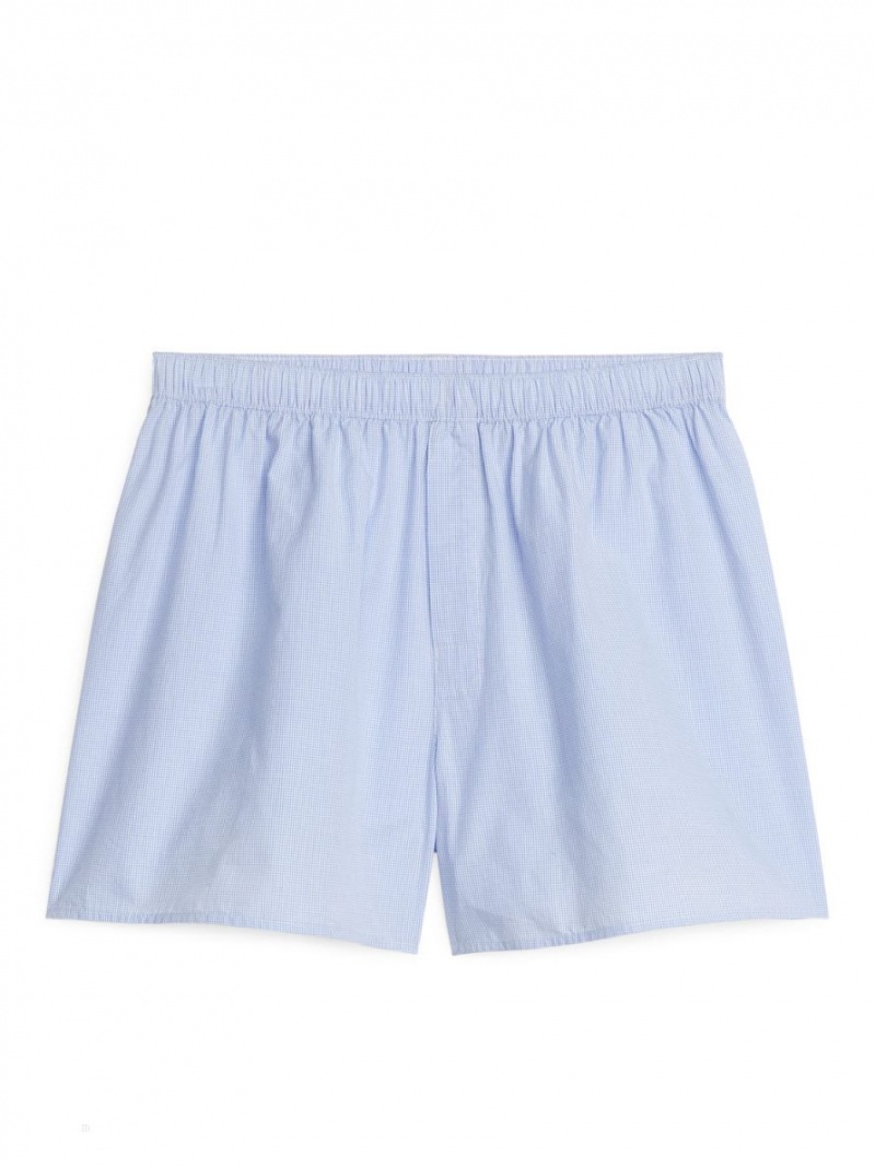 Pantaloni Scurti Arket Woven Bumbac Boxers, Set of 2 Barbati Albastri Albi | Romania-LKGD36520