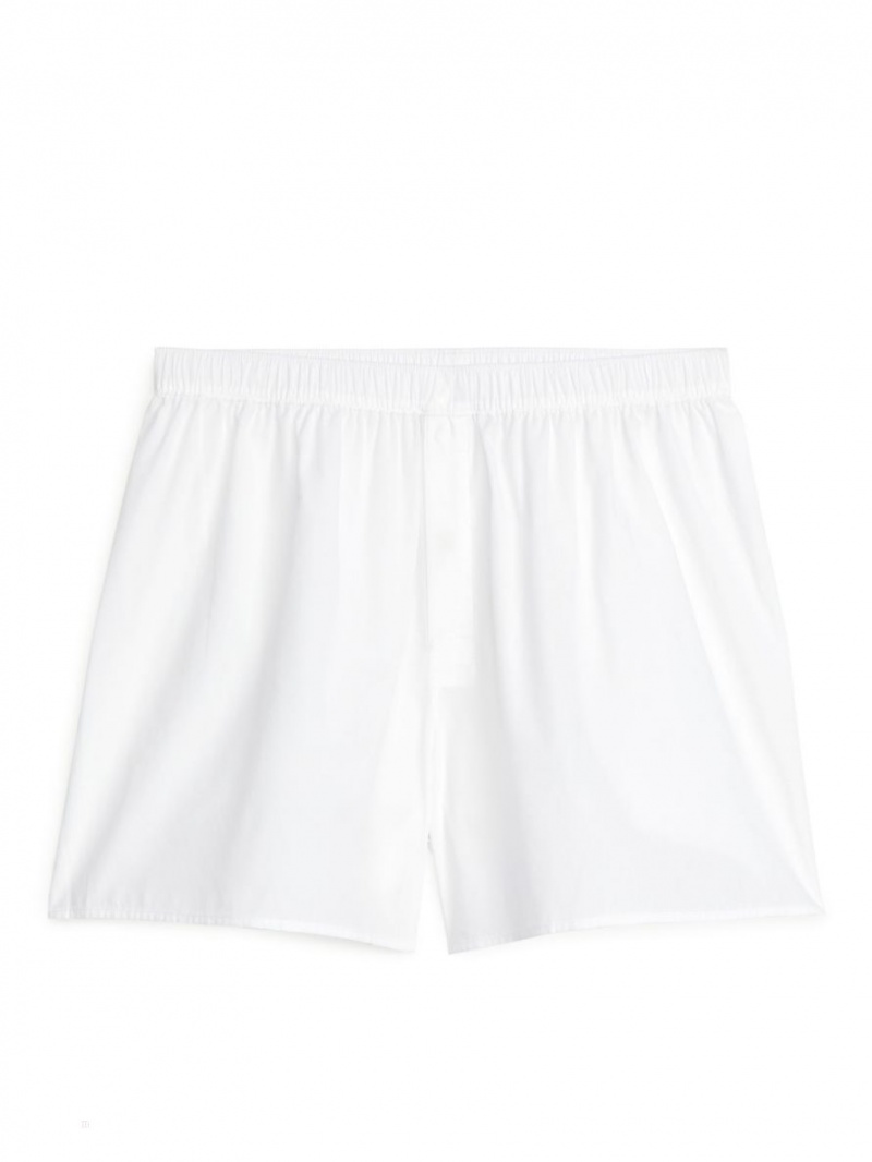 Pantaloni Scurti Arket Woven Bumbac Boxers, Set of 2 Barbati Albastri Albi | Romania-LKGD36520