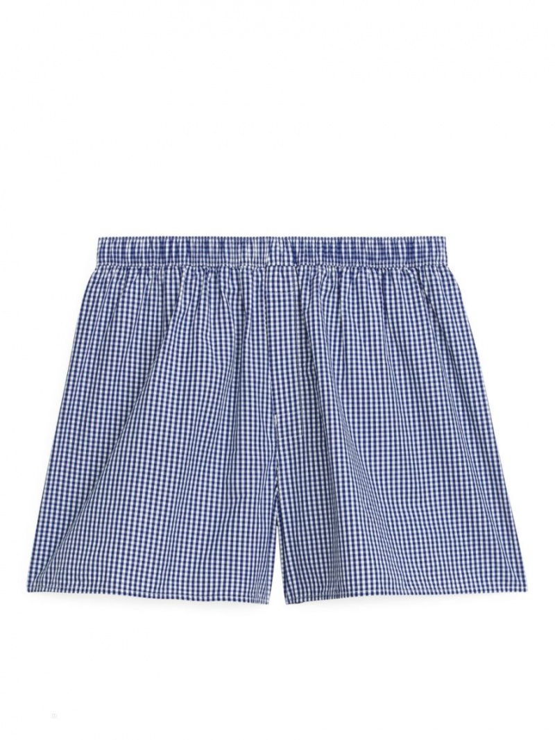Pantaloni Scurti Arket Woven Bumbac Boxers, Set of 2 Barbati Albastri Inchis | Romania-NISP42708
