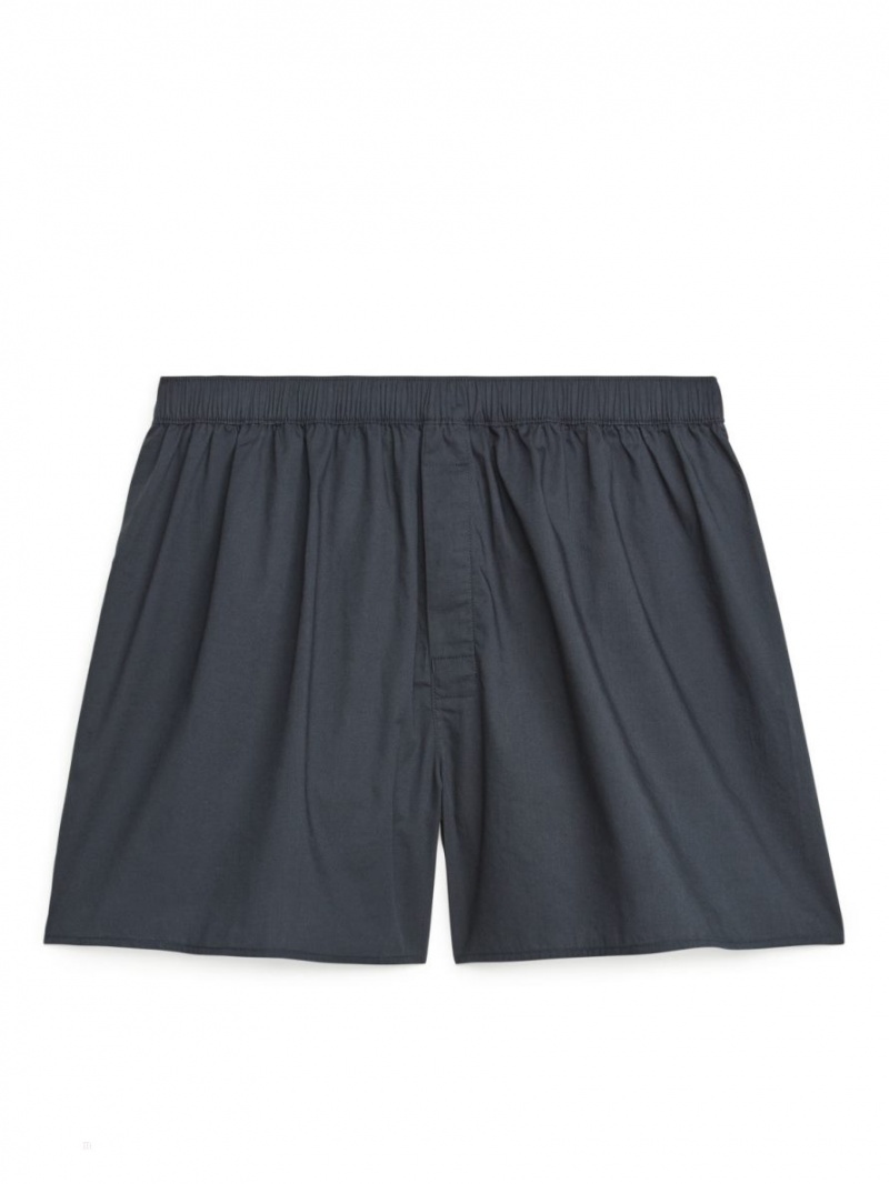Pantaloni Scurti Arket Woven Bumbac Boxers, Set of 2 Barbati Albastri Inchis | Romania-NISP42708