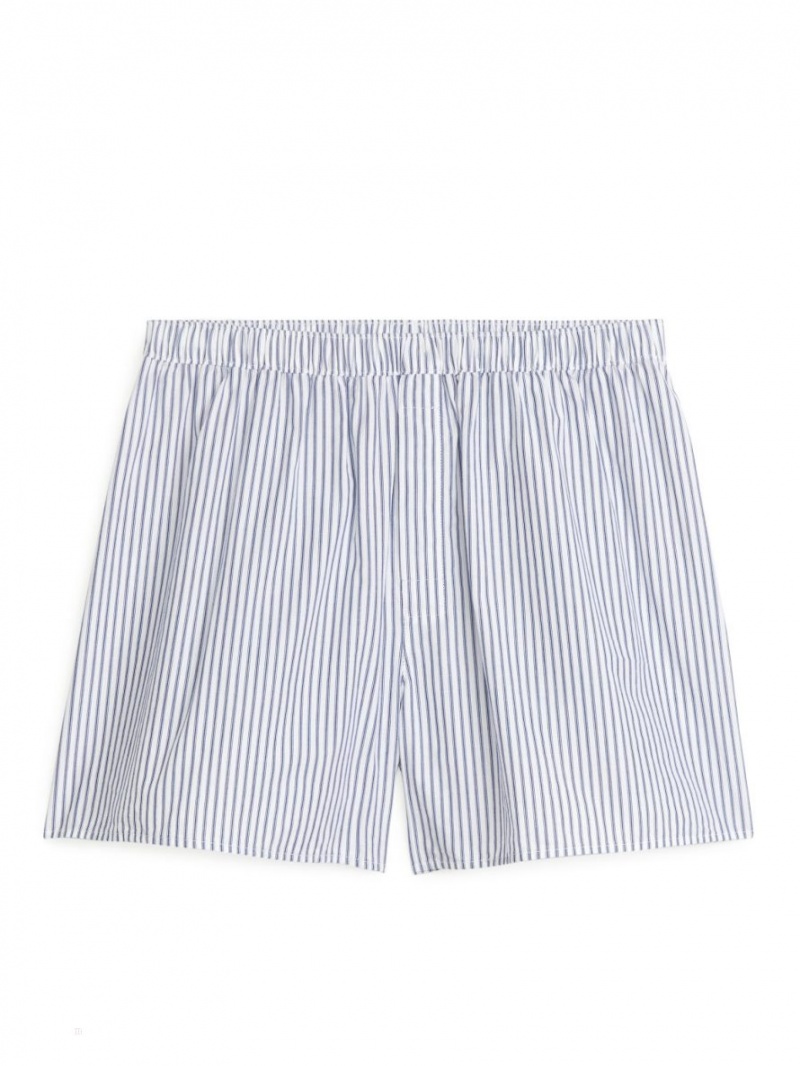 Pantaloni Scurti Arket Woven Bumbac Boxers, Set of 2 Barbati Albastri Inchis | Romania-KZBP84709