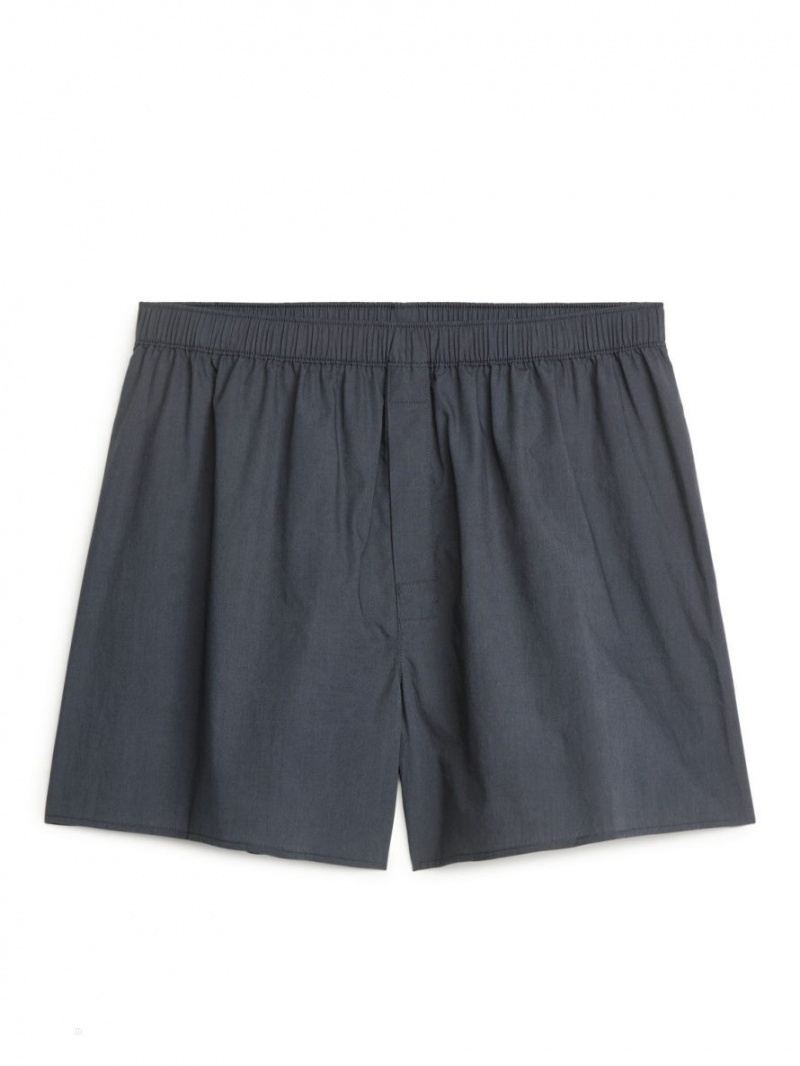 Pantaloni Scurti Arket Woven Bumbac Boxers, Set of 2 Barbati Albastri Inchis | Romania-KZBP84709