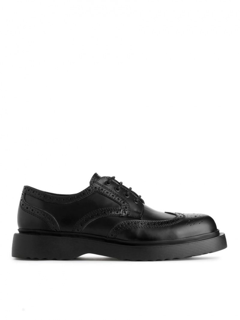 Pantofi Brogue Arket Piele Barbati Negrii | Romania-IKZR94381