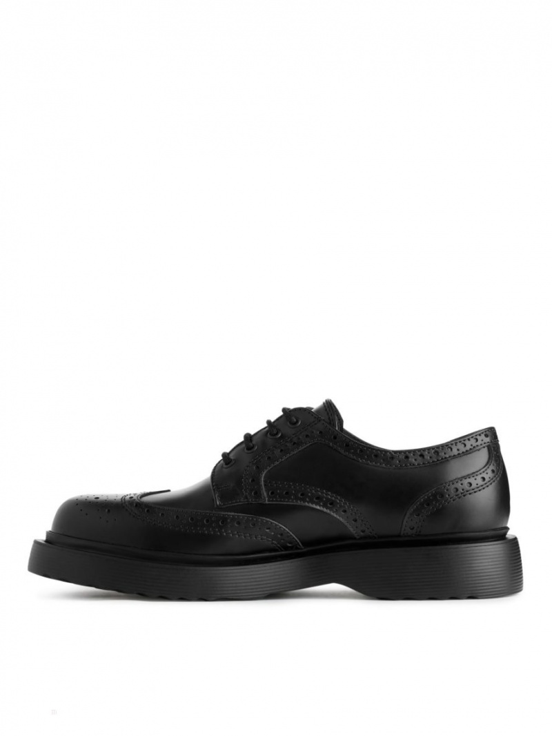 Pantofi Brogue Arket Piele Barbati Negrii | Romania-IKZR94381