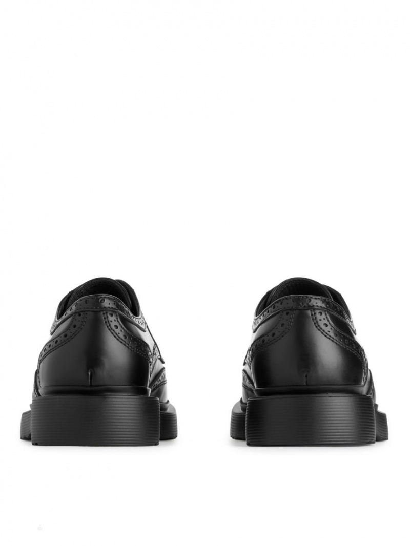 Pantofi Brogue Arket Piele Barbati Negrii | Romania-IKZR94381