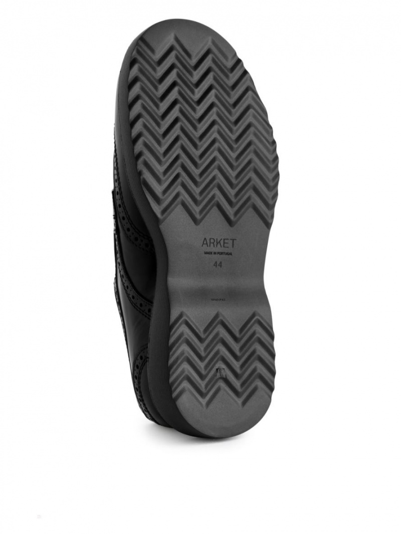 Pantofi Brogue Arket Piele Barbati Negrii | Romania-IKZR94381