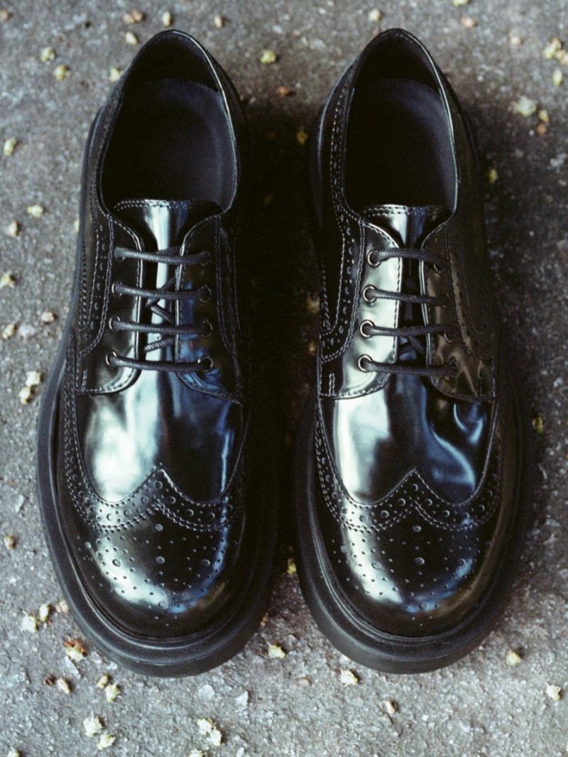 Pantofi Brogue Arket Piele Barbati Negrii | Romania-IKZR94381