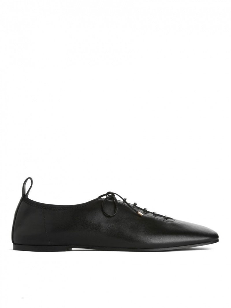 Pantofi Derby Arket Dantela-Up Derby Flats Dama Negrii | Romania-OHAK91872