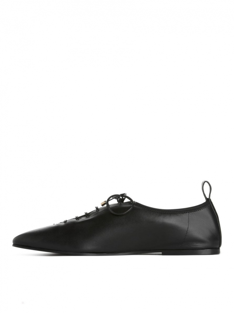 Pantofi Derby Arket Dantela-Up Derby Flats Dama Negrii | Romania-OHAK91872