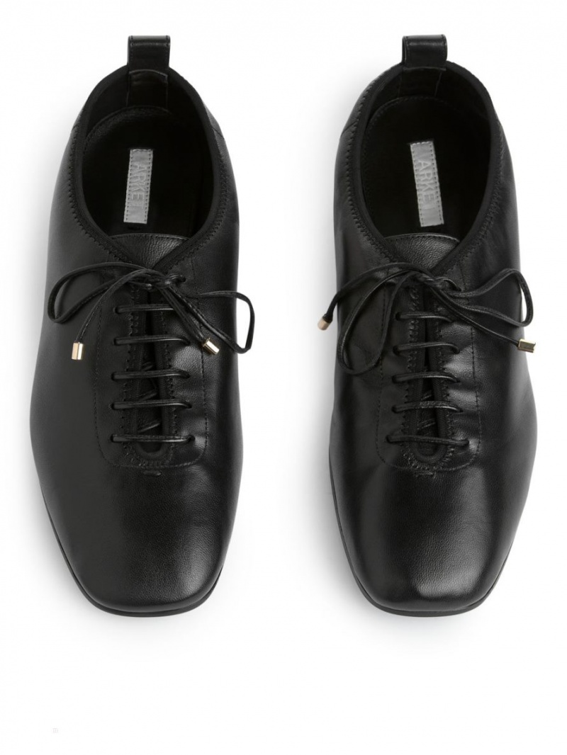Pantofi Derby Arket Dantela-Up Derby Flats Dama Negrii | Romania-OHAK91872