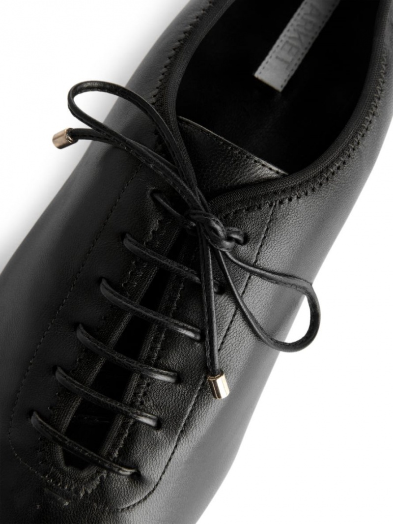 Pantofi Derby Arket Dantela-Up Derby Flats Dama Negrii | Romania-OHAK91872