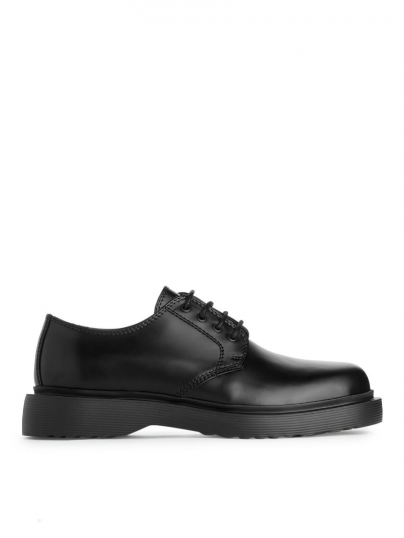 Pantofi Derby Arket Grosolan Piele Barbati Negrii | Romania-POIH26435