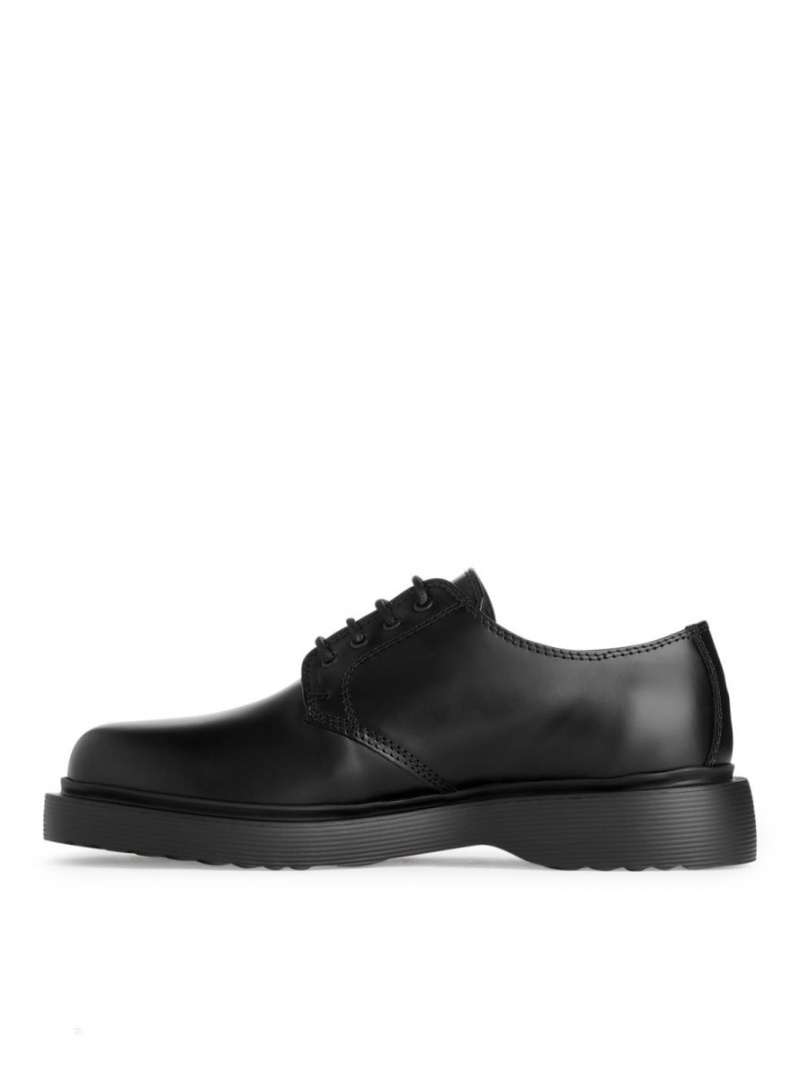 Pantofi Derby Arket Grosolan Piele Barbati Negrii | Romania-POIH26435