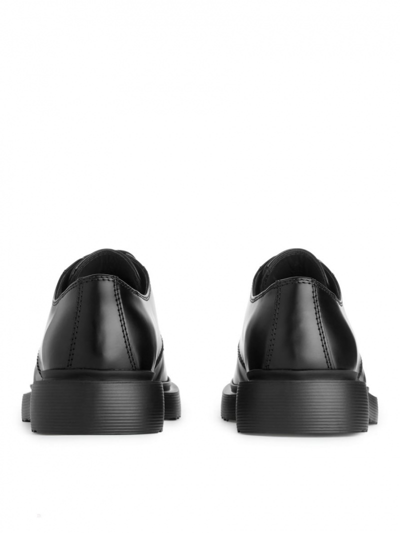 Pantofi Derby Arket Grosolan Piele Barbati Negrii | Romania-POIH26435