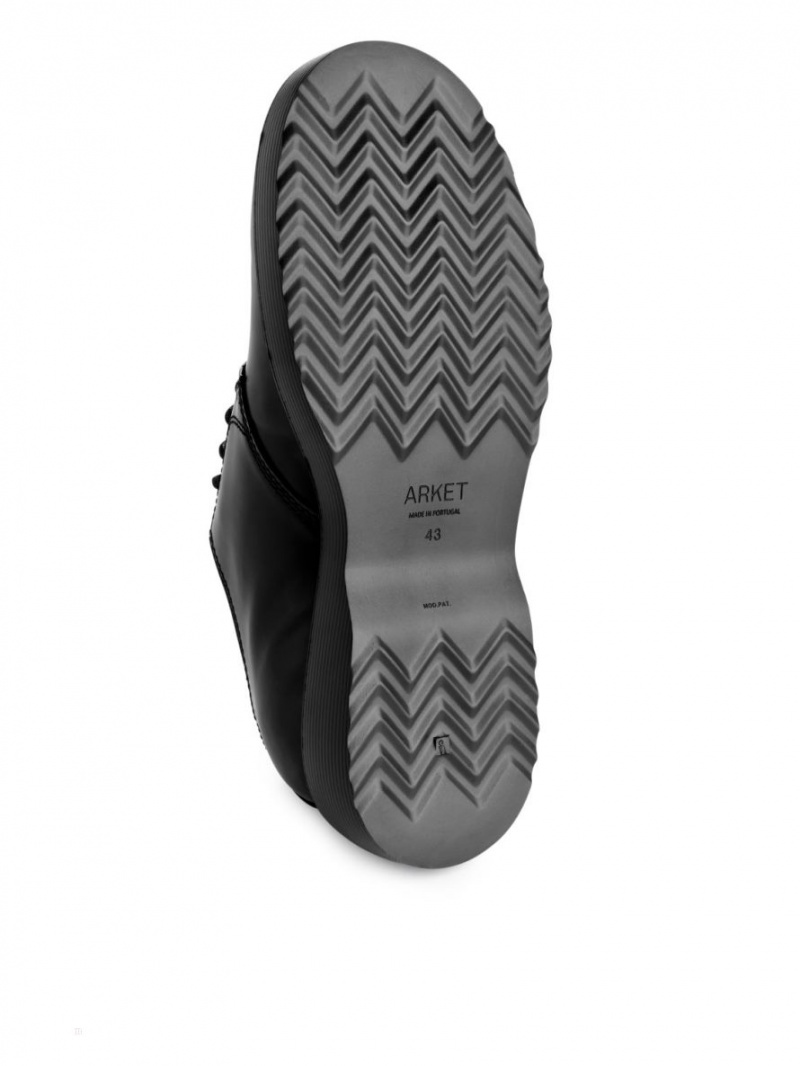 Pantofi Derby Arket Grosolan Piele Barbati Negrii | Romania-POIH26435