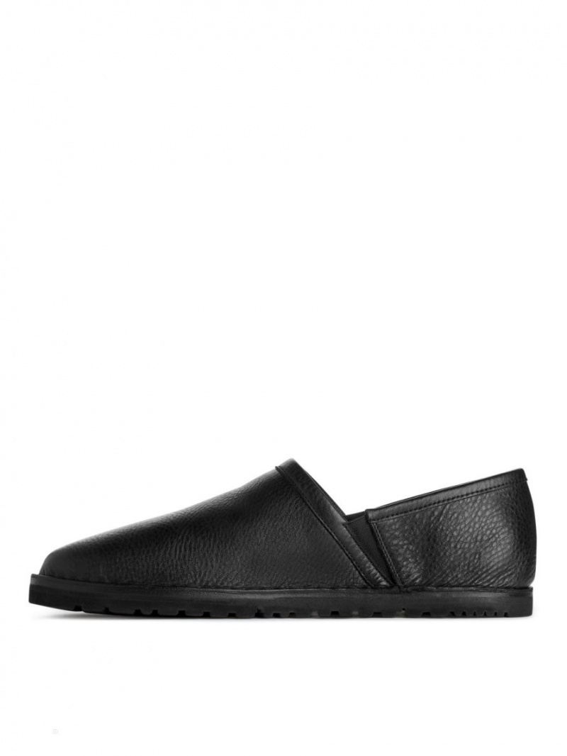 Pantofi Slip On Arket Piele Barbati Negrii | Romania-PDMT83721