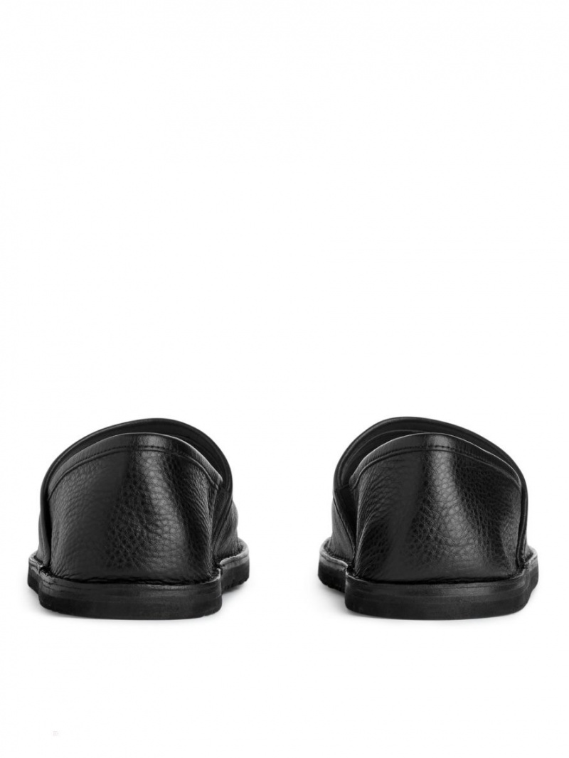 Pantofi Slip On Arket Piele Barbati Negrii | Romania-PDMT83721