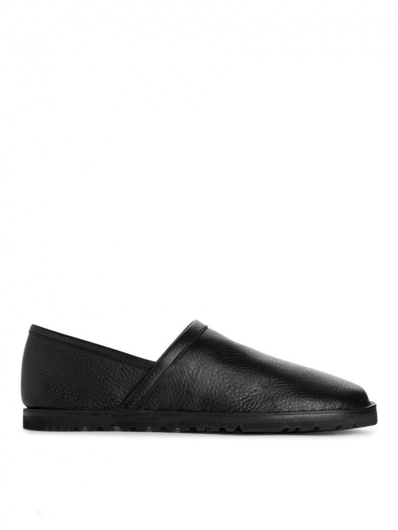 Pantofi Slip On Arket Piele Barbati Negrii | Romania-PDMT83721