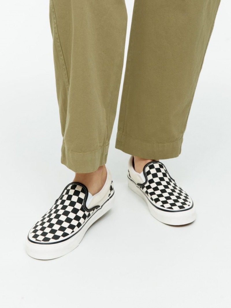 Pantofi Slip On Arket Vans UA Clasici Dama Negrii Albi | Romania-TUEI17628