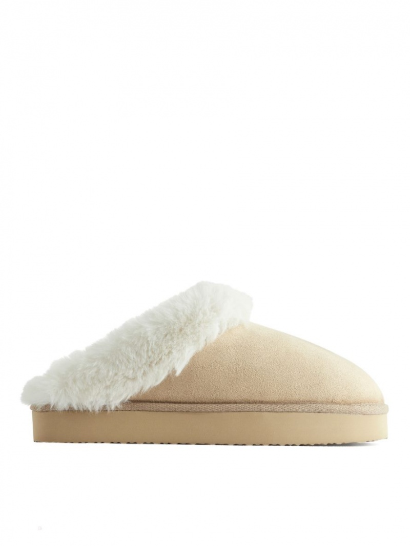 Papuci Arket Faux Fur Dama Bej | Romania-TJDP62804