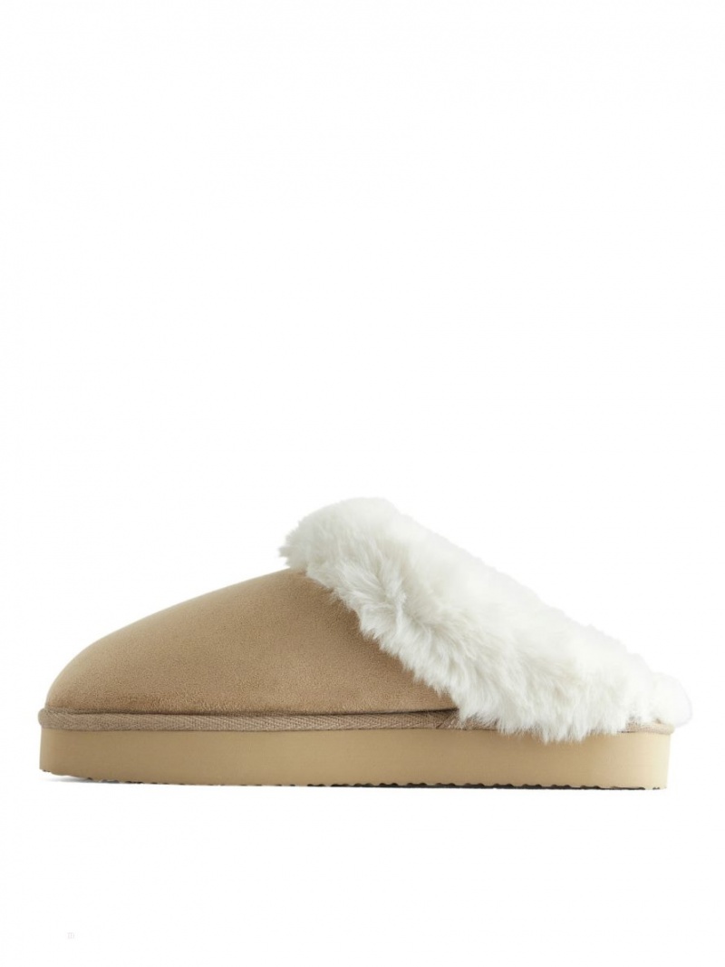 Papuci Arket Faux Fur Dama Bej | Romania-TJDP62804