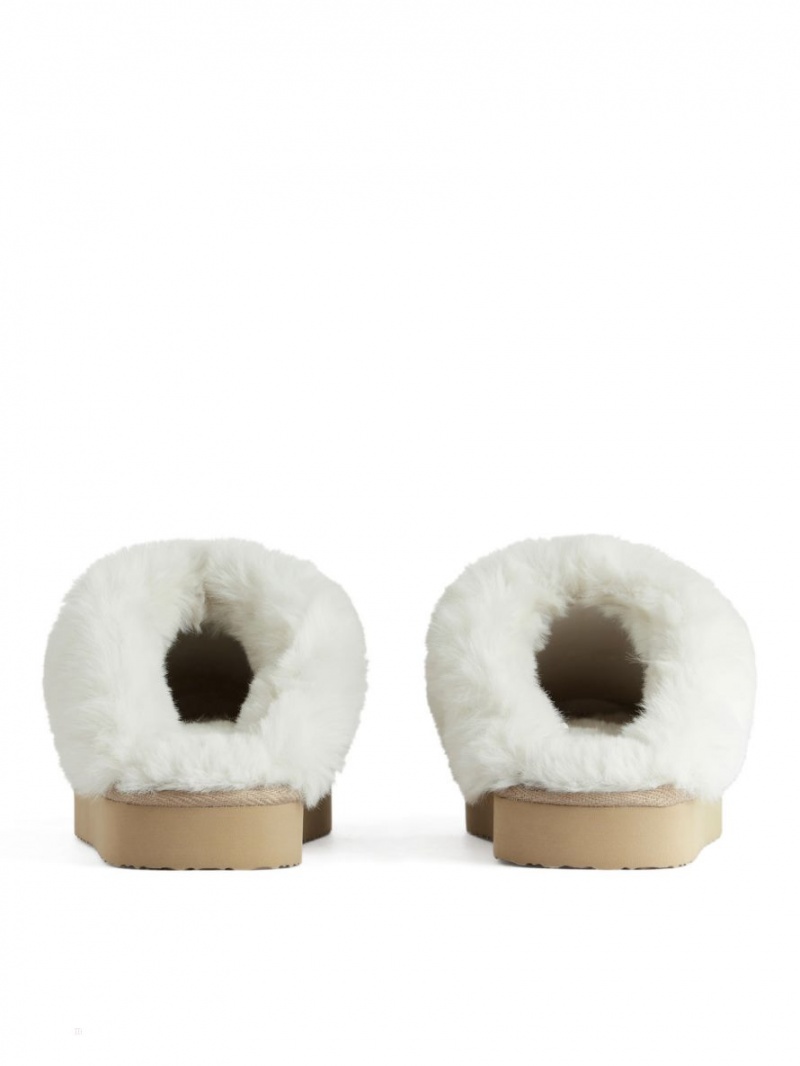 Papuci Arket Faux Fur Dama Bej | Romania-TJDP62804