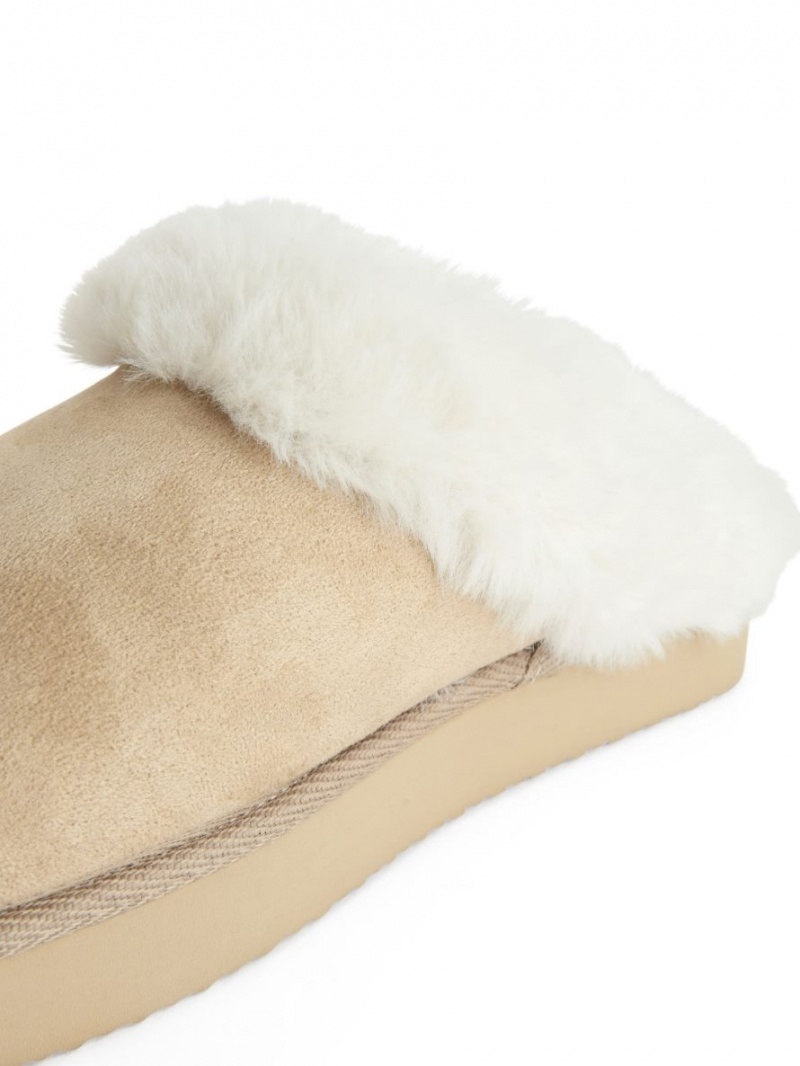 Papuci Arket Faux Fur Dama Bej | Romania-TJDP62804