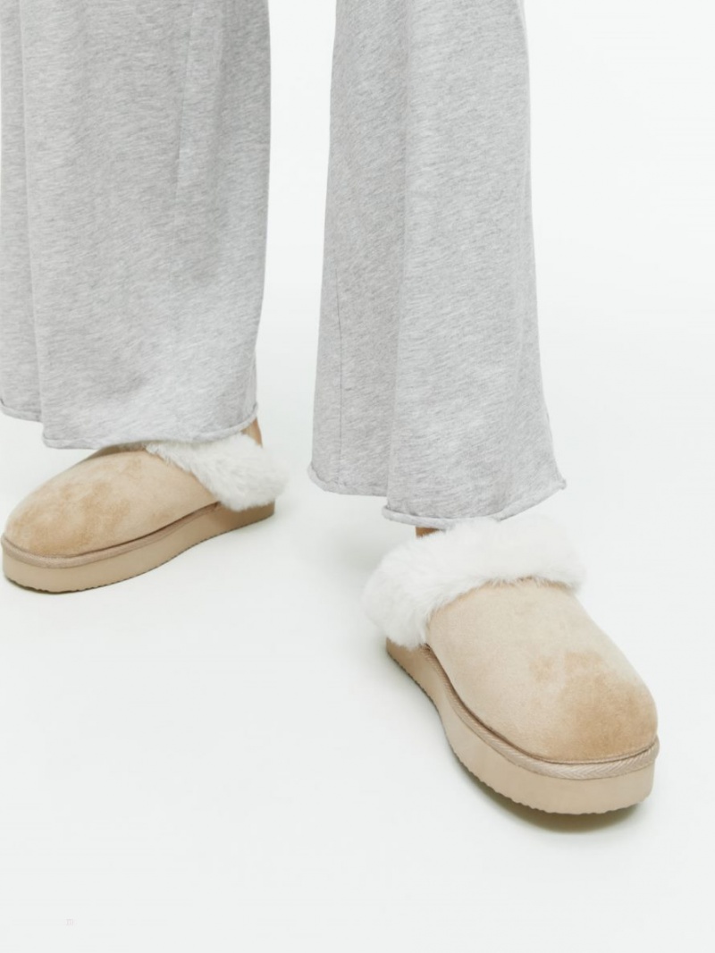 Papuci Arket Faux Fur Dama Bej | Romania-TJDP62804