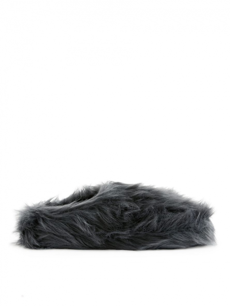 Papuci Arket Fluffy Indoor Dama Gri Inchis | Romania-TICZ50831