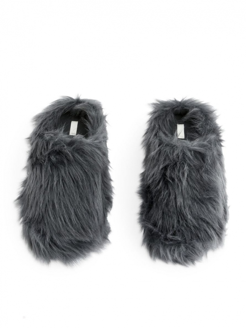 Papuci Arket Fluffy Indoor Dama Gri Inchis | Romania-TICZ50831