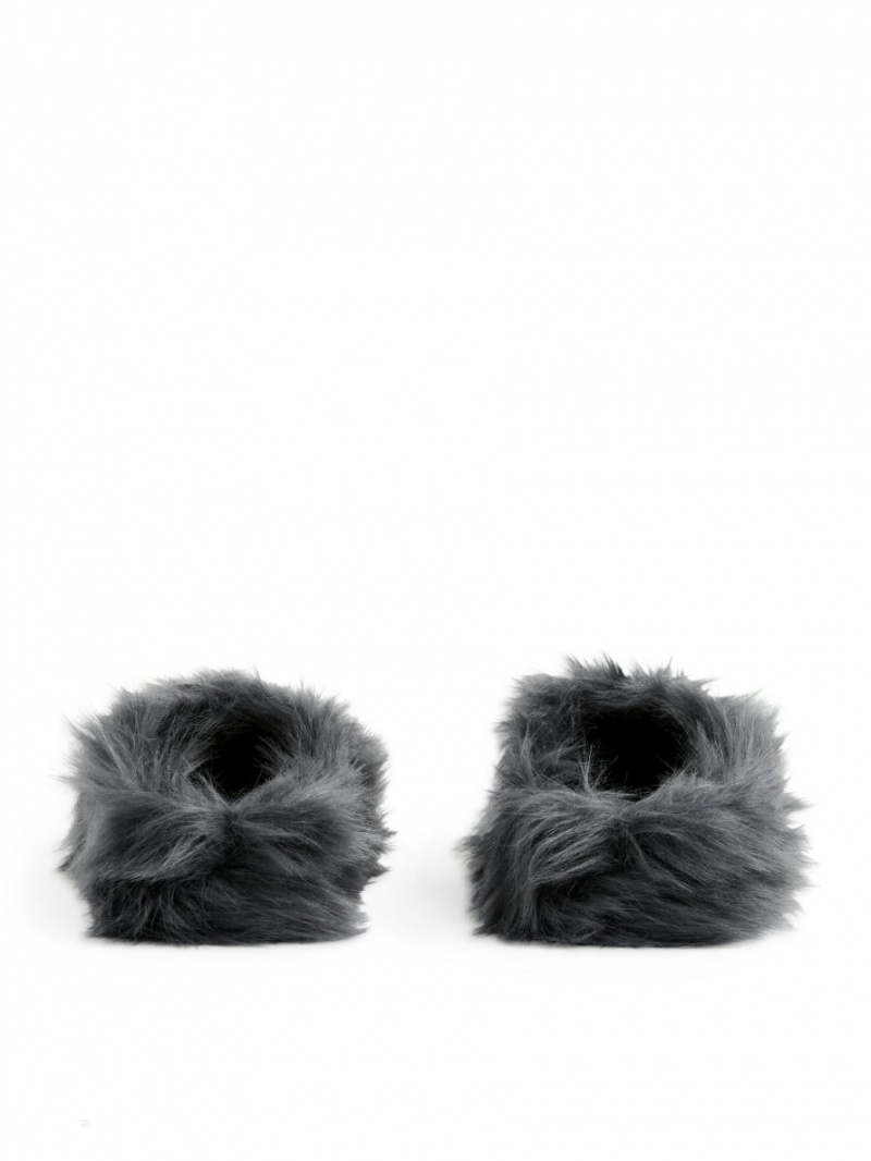 Papuci Arket Fluffy Indoor Dama Gri Inchis | Romania-TICZ50831