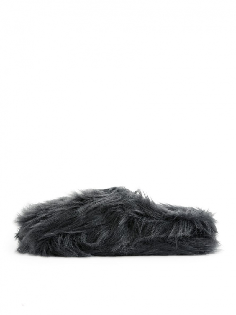 Papuci Arket Fluffy Indoor Dama Gri Inchis | Romania-TICZ50831