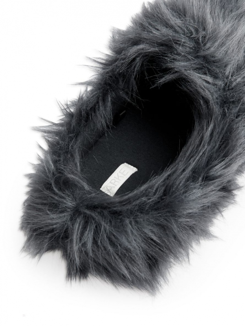 Papuci Arket Fluffy Indoor Dama Gri Inchis | Romania-TICZ50831