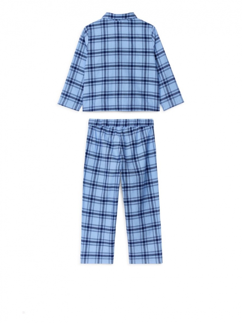 Pijama Arket Flannel Pyjama Set Fete Albastri | Romania-TWOZ94502