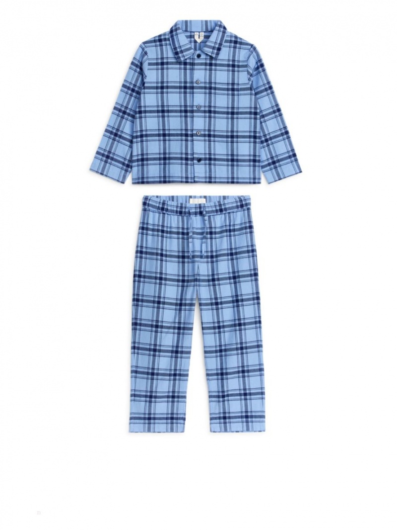 Pijama Arket Flannel Pyjama Set Fete Albastri | Romania-TWOZ94502