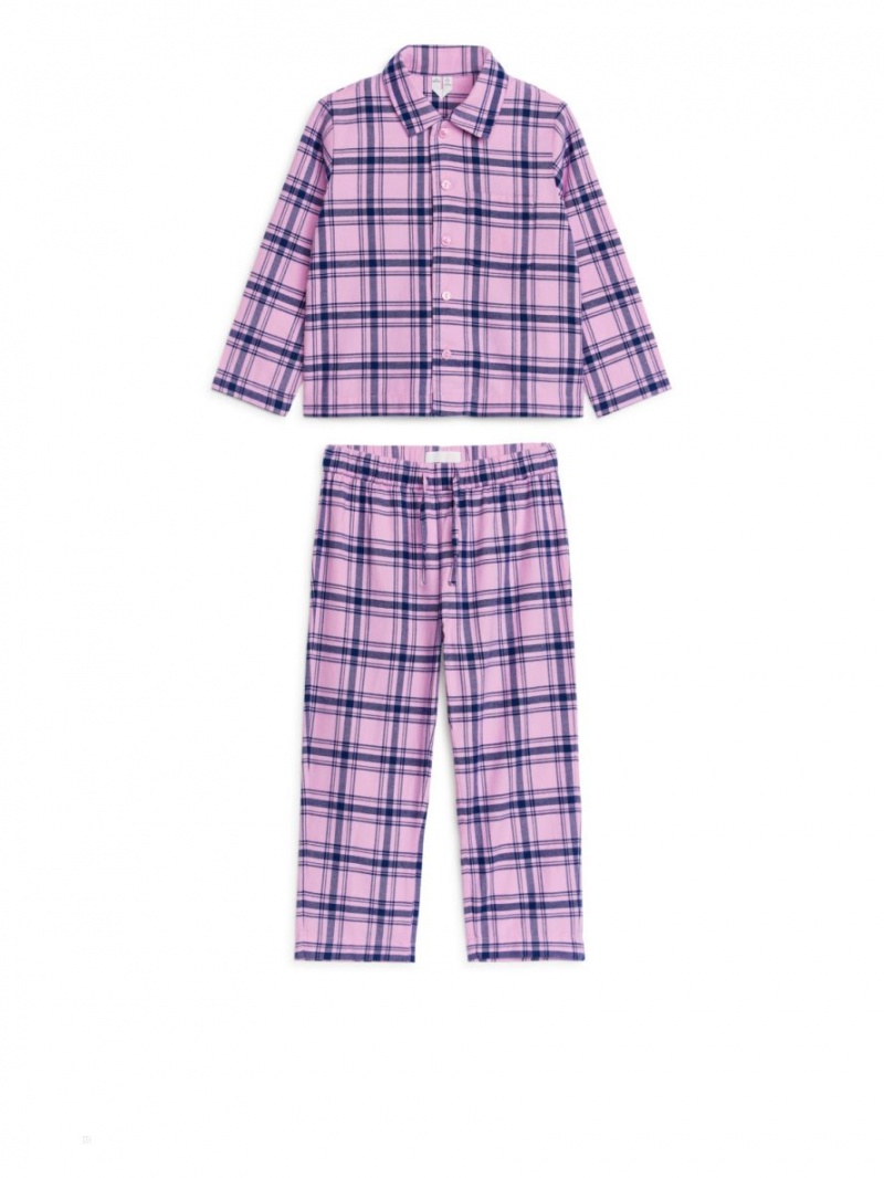 Pijama Arket Flannel Pyjama Set Fete Roz Albastri | Romania-SGPQ51238