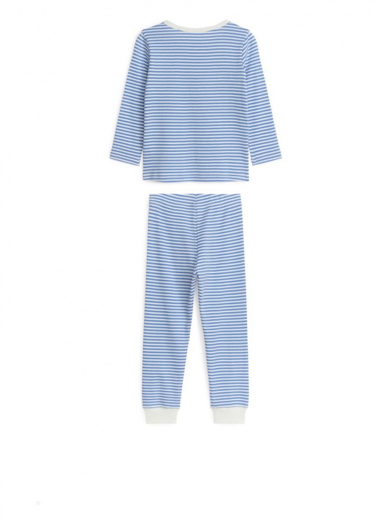 Pijama Arket Jersey Pyjama Set Fete Albastri Albi | Romania-KUSR60829