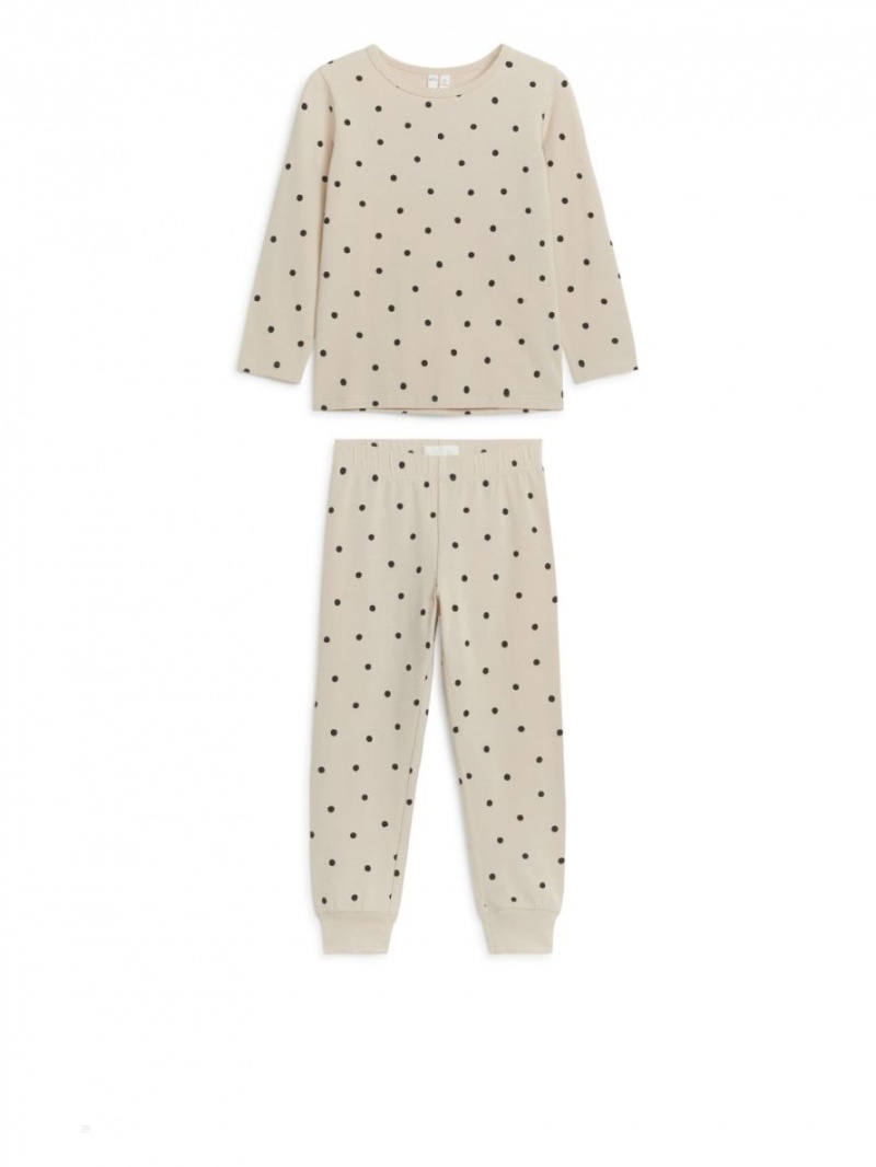 Pijama Arket Jersey Pyjama Set Fete Bej | Romania-DWJE76350