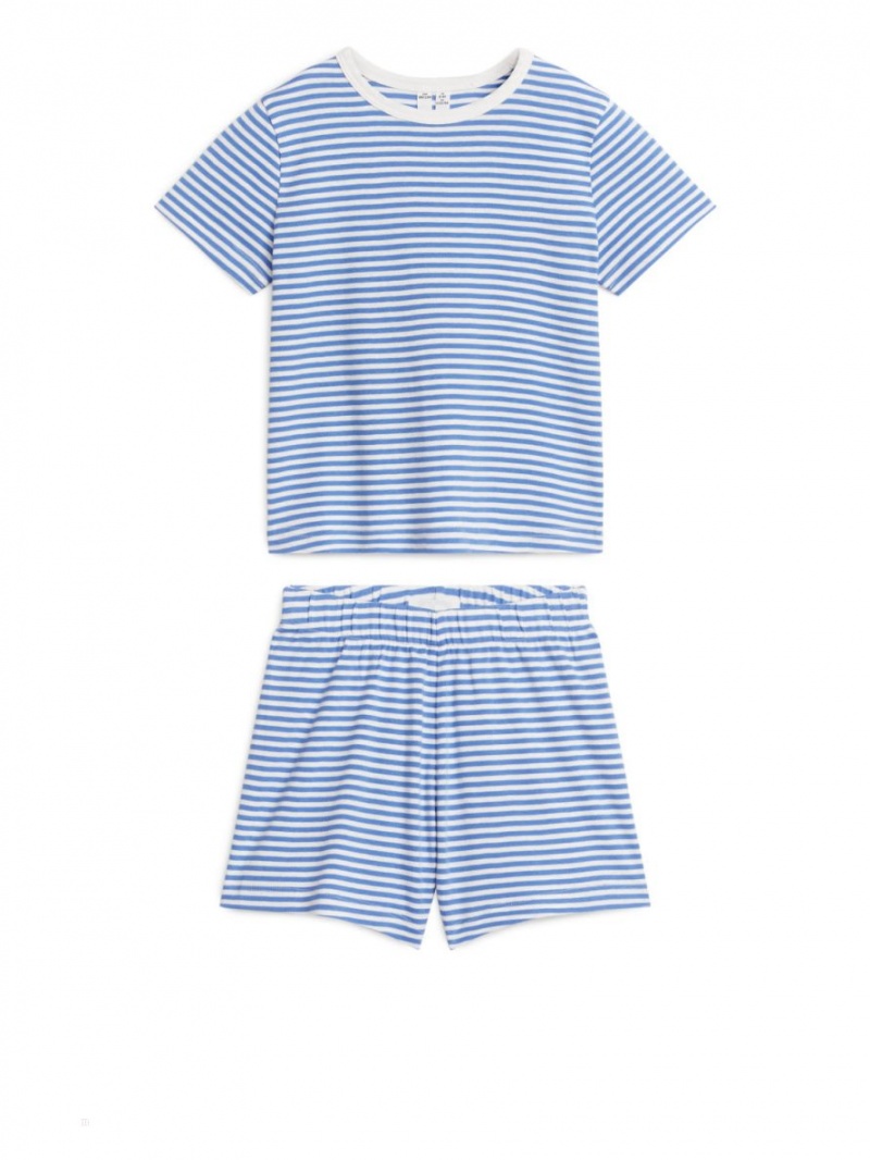 Pijama Arket Scurte Jersey Pyjama Set Fete Albastri Albi | Romania-OMCG73296