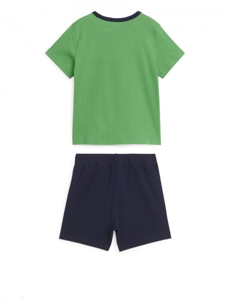 Pijama Arket Scurte Jersey Pyjama Set Fete Verzi | Romania-LKCH82670