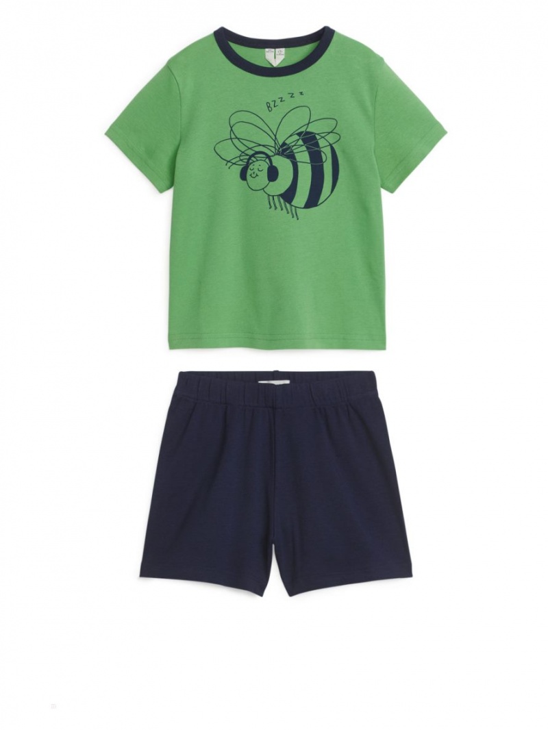 Pijama Arket Scurte Jersey Pyjama Set Fete Verzi | Romania-LKCH82670