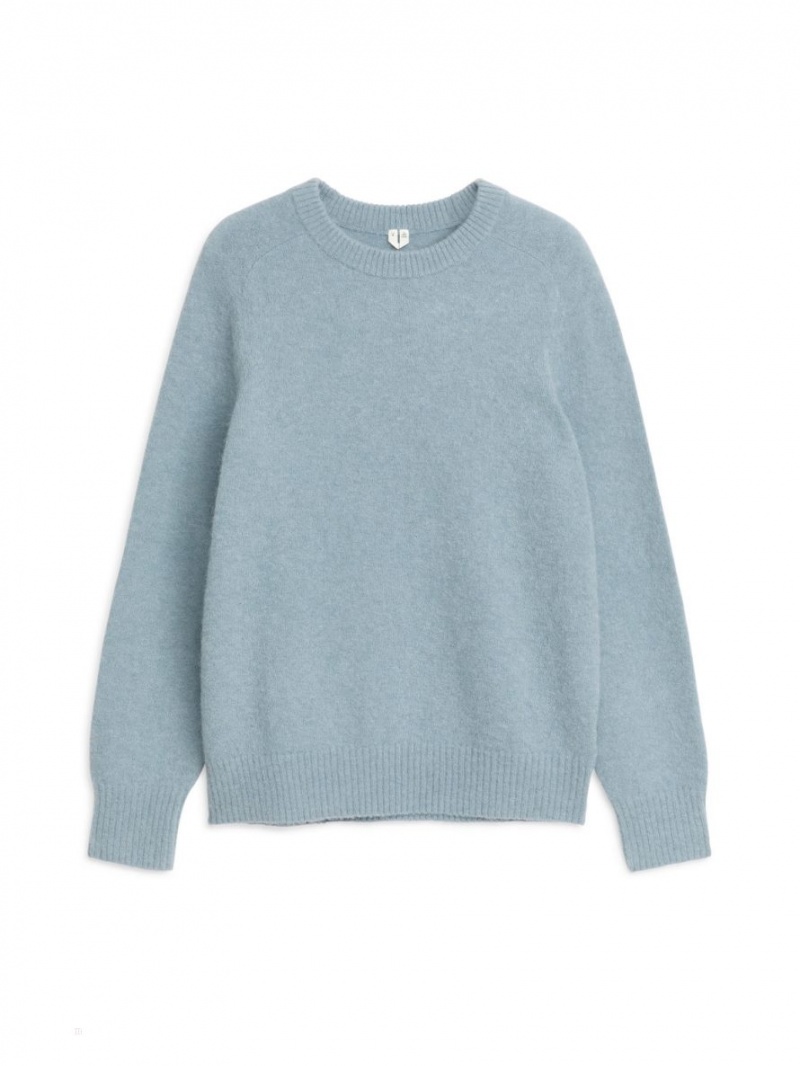 Pulover Arket Alpaca-Merino Blend Barbati Albastri | Romania-FOUN42798