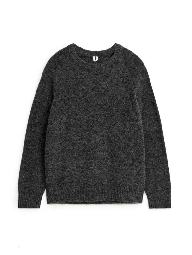 Pulover Arket Alpaca-Merino Blend Barbati Gri Inchis | Romania-BFGQ61823