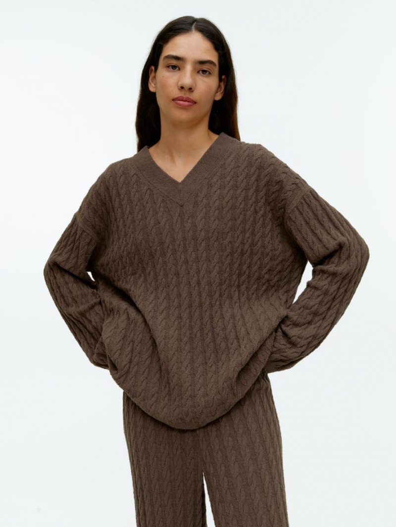 Pulover Arket Bouclé Cable-Knit Dama Maro | Romania-TBQX13678