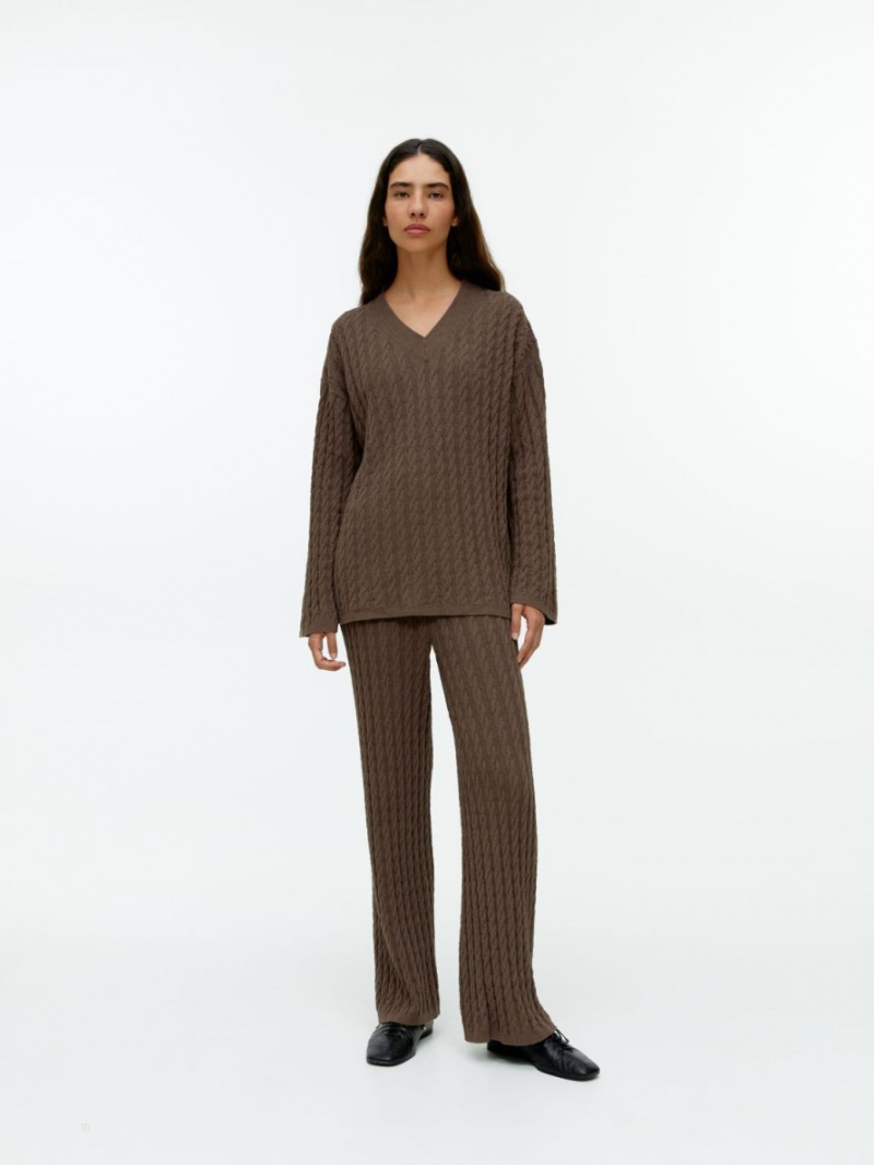 Pulover Arket Bouclé Cable-Knit Dama Maro | Romania-TBQX13678