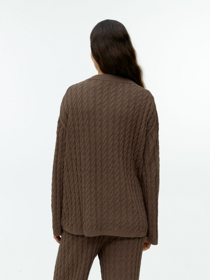 Pulover Arket Bouclé Cable-Knit Dama Maro | Romania-TBQX13678