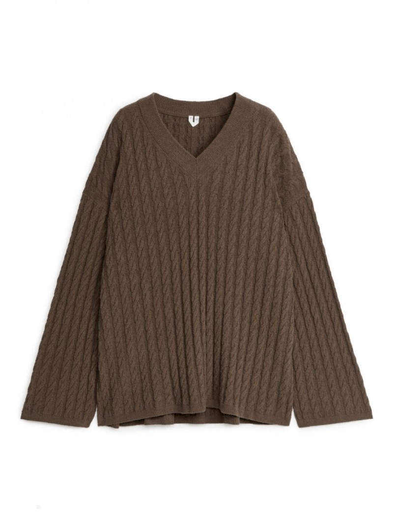 Pulover Arket Bouclé Cable-Knit Dama Maro | Romania-TBQX13678
