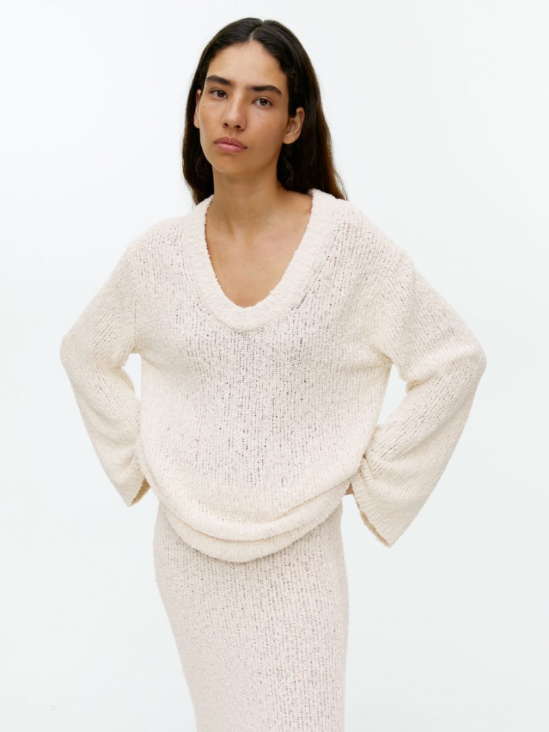 Pulover Arket Bouclé Dama Albi | Romania-LSHR86290