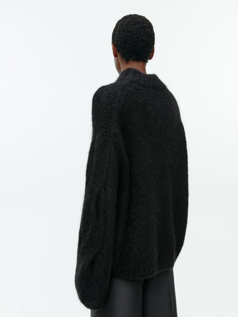 Pulover Arket Cable-Knit Alpaca Dama Negrii | Romania-OEHG27153