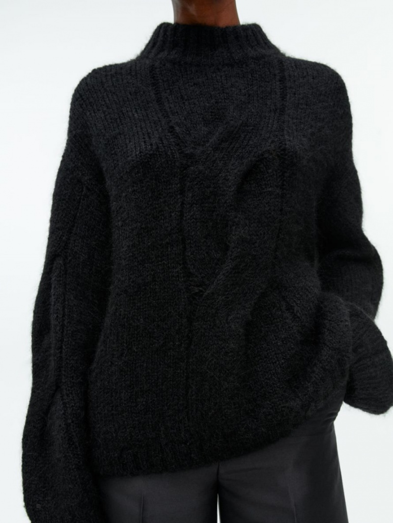 Pulover Arket Cable-Knit Alpaca Dama Negrii | Romania-OEHG27153